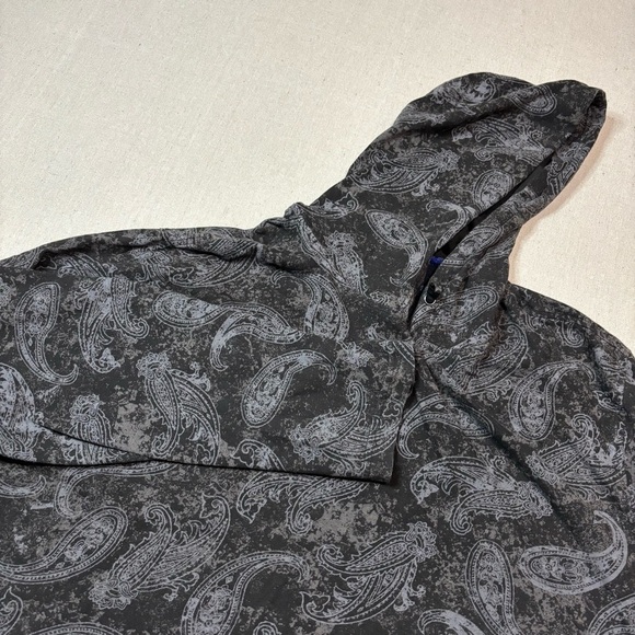 Robert Graham Men's 2XL Gray Black Allover Paisley Lightweight Hoodie Pullover - Picture 1 of 6
